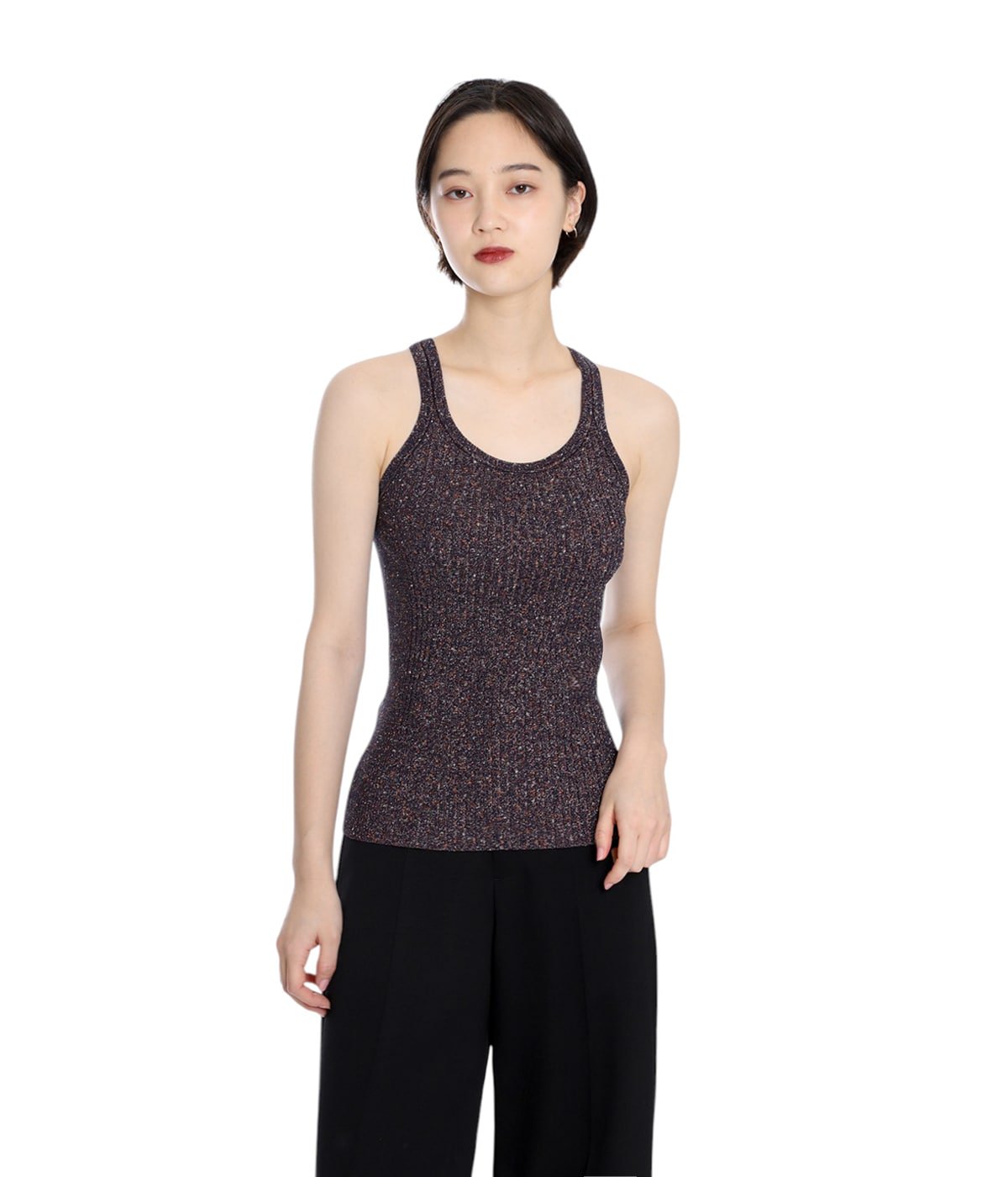 レディース】GLITTER RIBBED KNIT TANK TOP | KANAKO SAKAI(カナコ