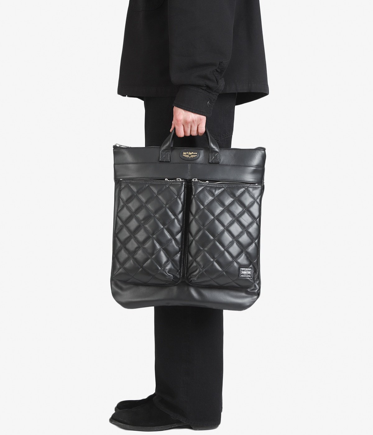 バッグ PORTER x Lewis Leathers Helmetbag \"Black PORTER x Lewis Leathers Helmetbag 