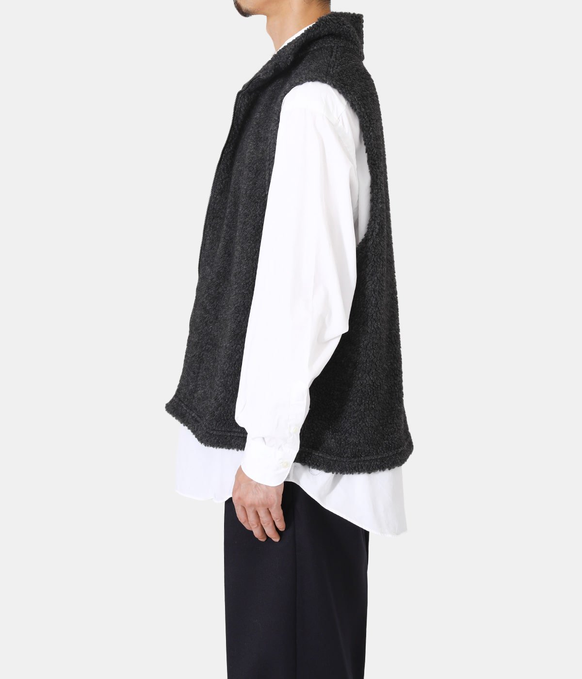 Shaggy switching knit vest / シャギースイッチングニットベスト-