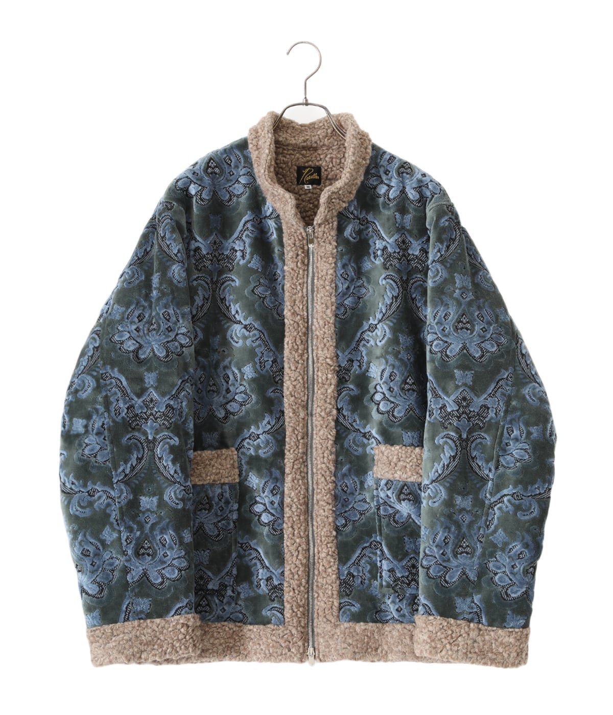 ホワイトブラウン NEEDLES ZIPPED TIBETAN JACKET DAMASK 美品 - ブルゾン