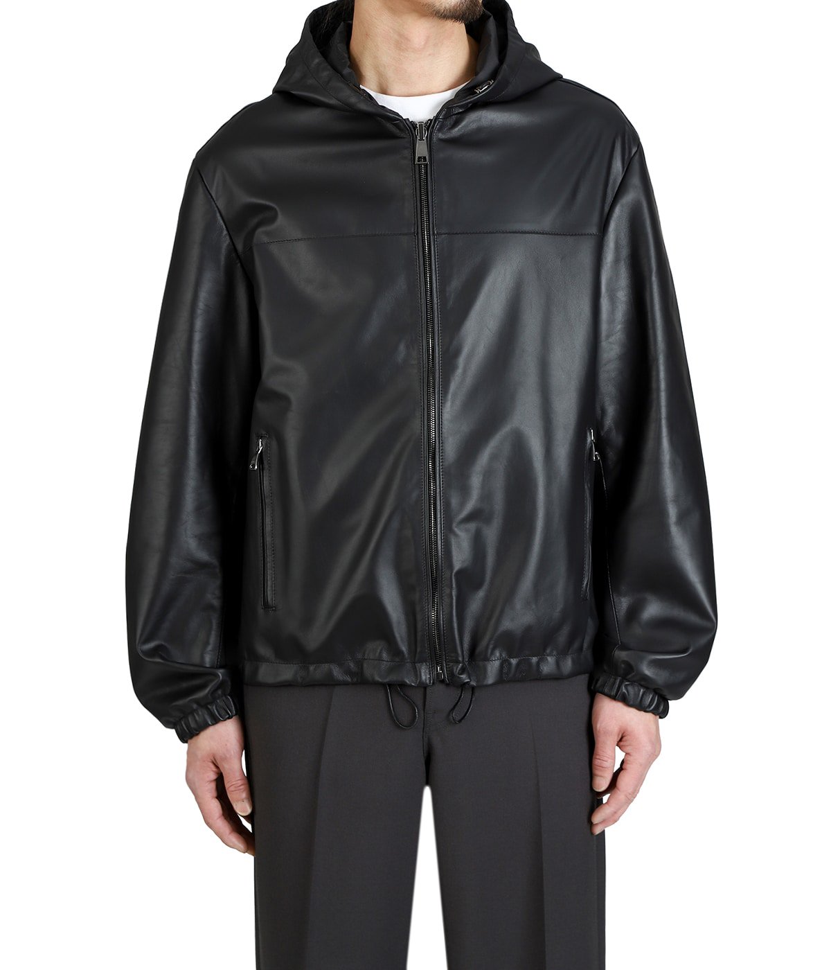 EMMETI/フード付きレザージャケット(48) EMMETI エンメティ JURI HOODIE ユリ フード付き レザージャケット 黒