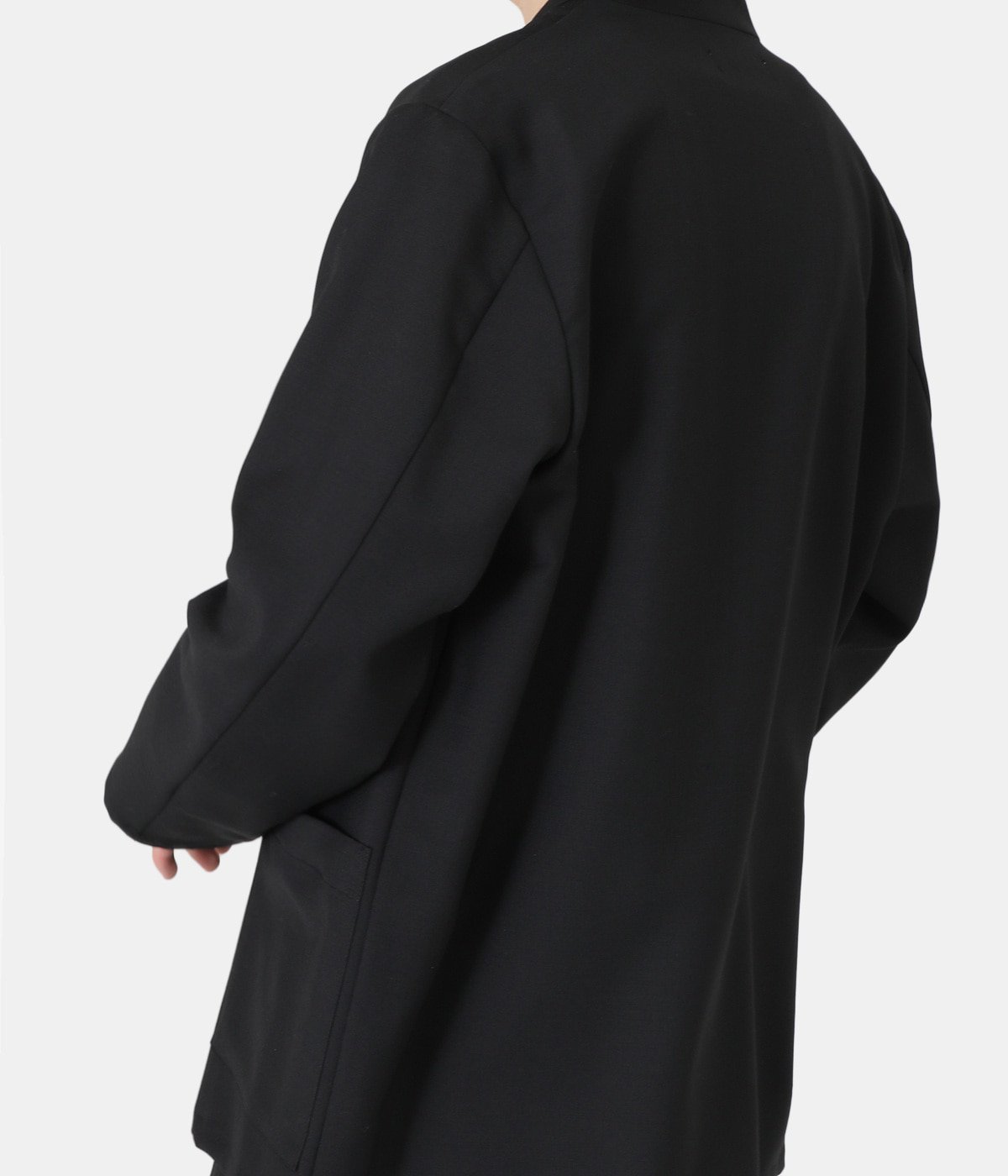 LAPELLESS SHIRT JACKET - organic wool × mohair tropical - | marka 