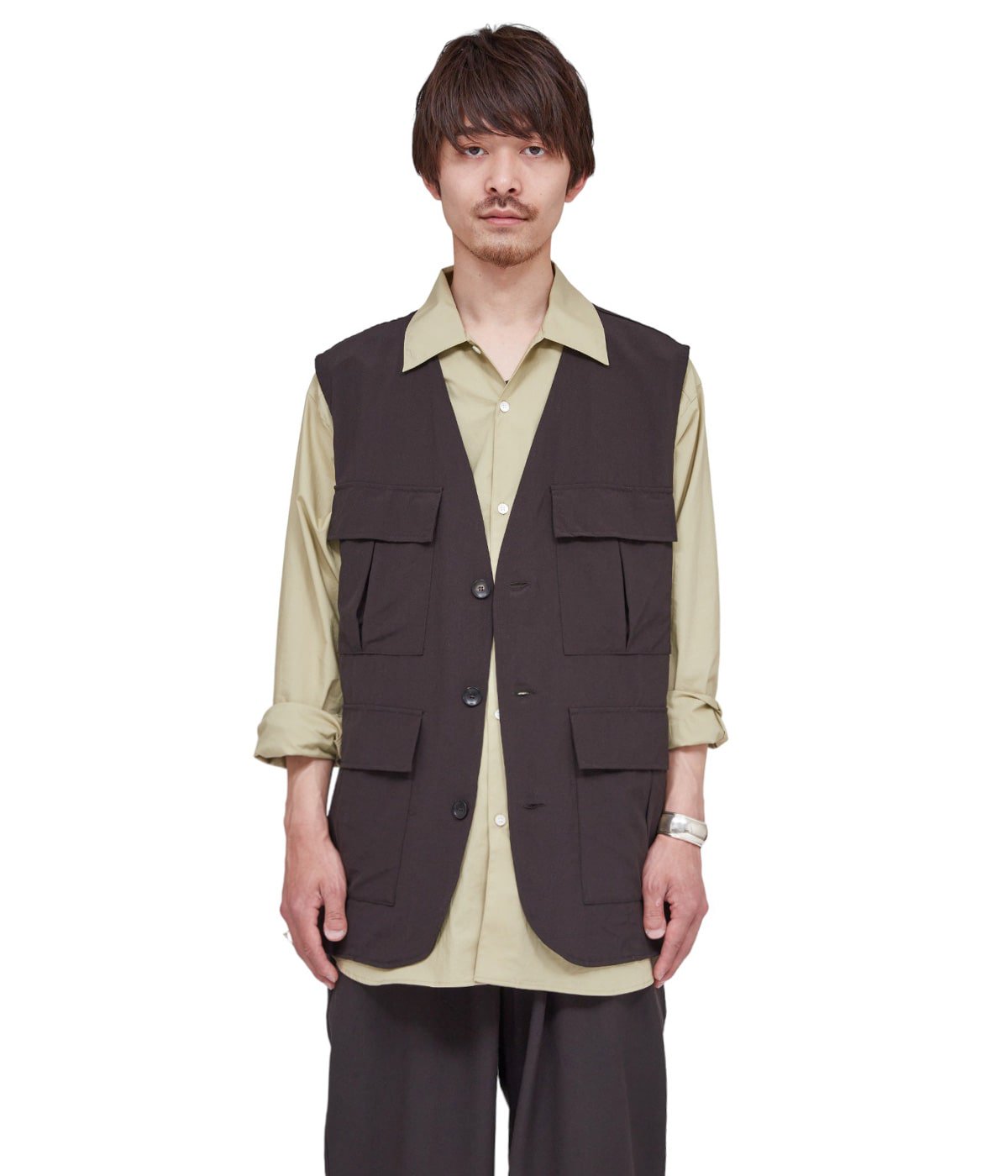 SAFARI VEST - 2/90 SUPER120'S WOOL WASHER TROPICAL -