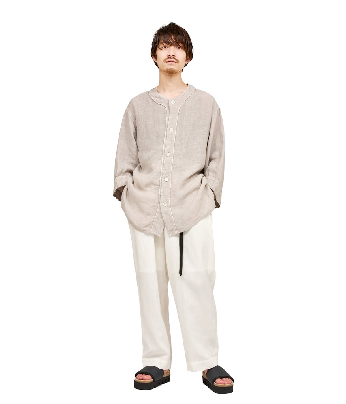 BASE BALL SHIRT - 60/- ORGANIC LINEN - | marka(マーカ) / トップス