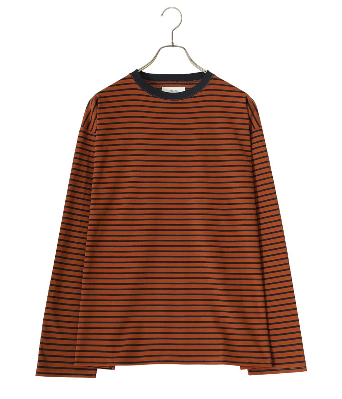 CREW NECK TEE L/S - organic cotton knit border - | marka(マーカ