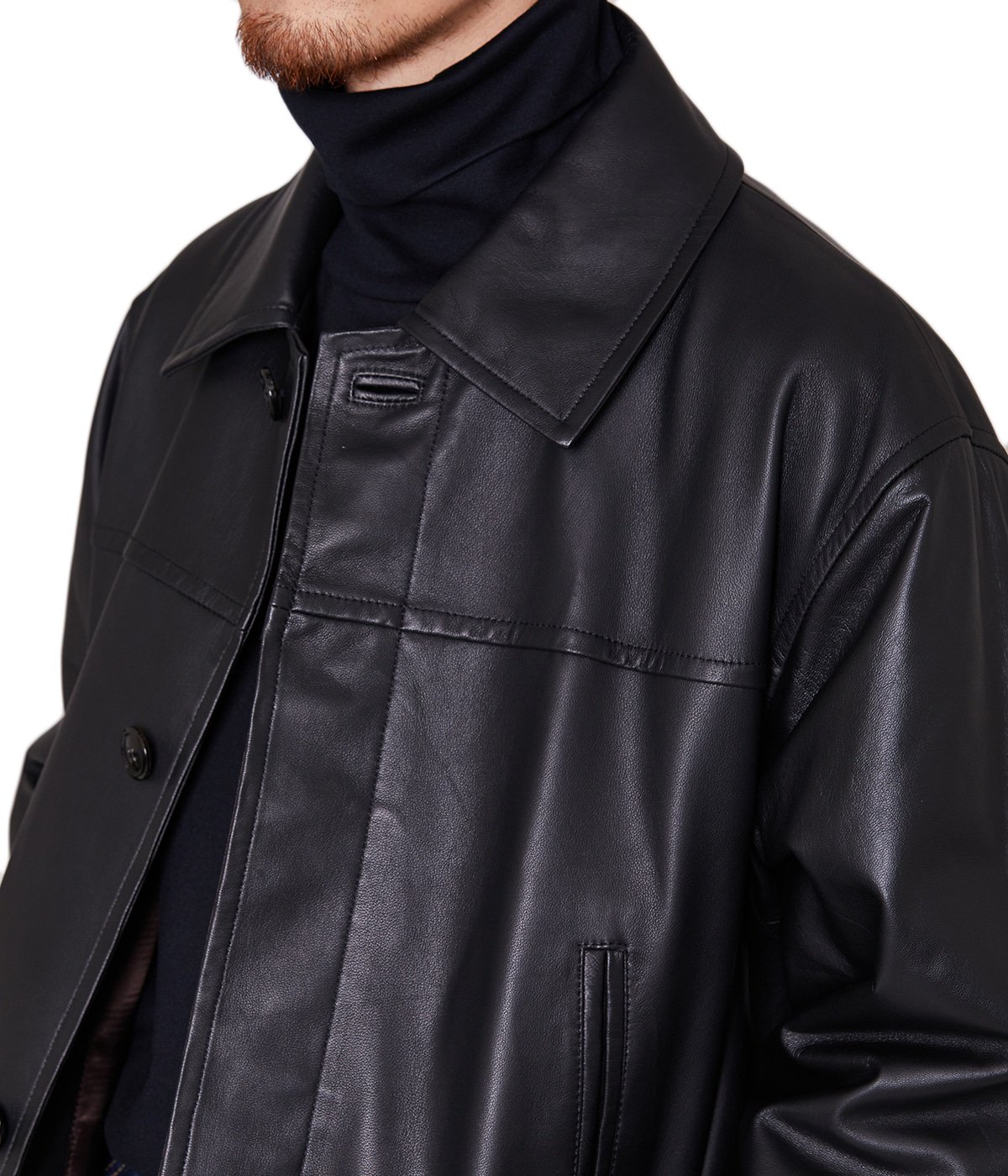 LEATHER PUFFED CAR COAT - lamb leather - | marka(マーカ