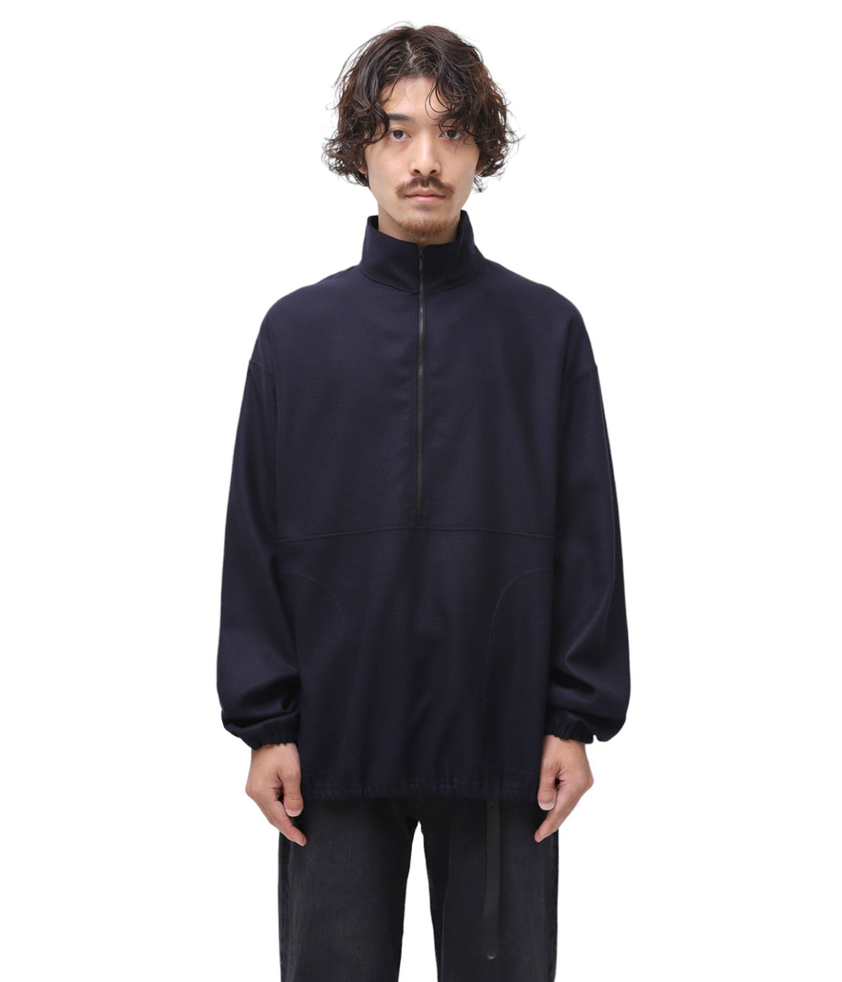 HALF ZIP TRACK JACKET - 2/32 wool soft flannel - | marka(マーカ