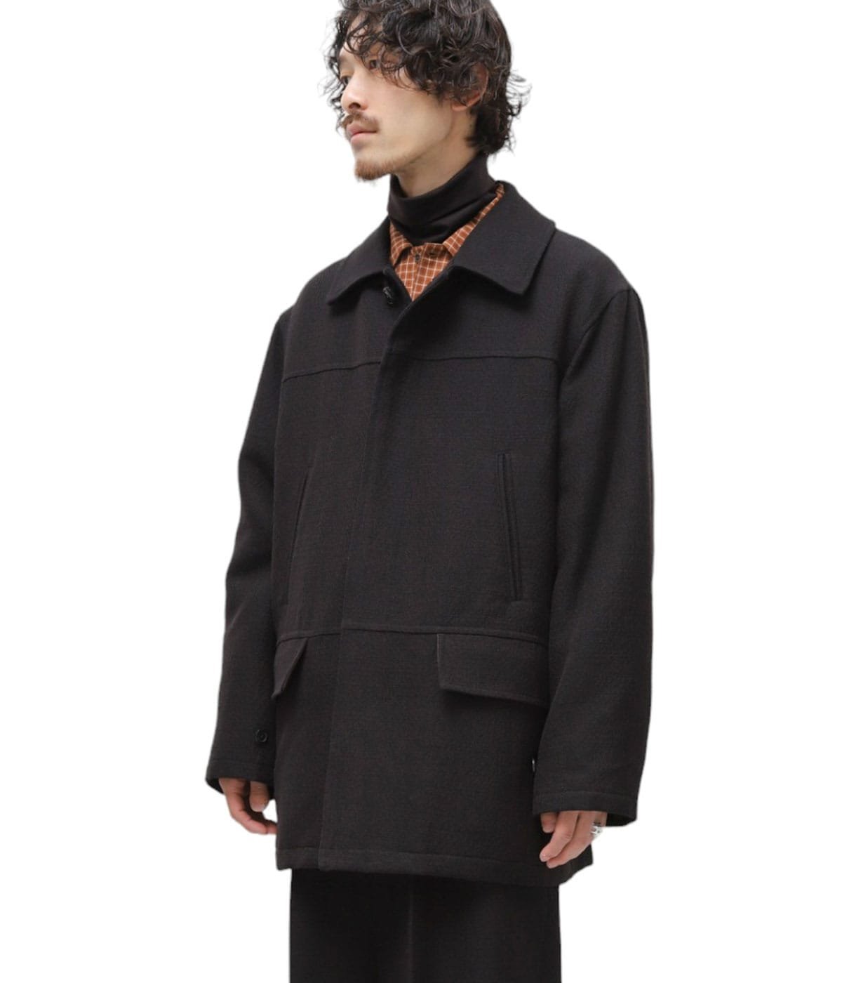 TWEED PUFFED CAR COAT - herringbone dry tweed - | marka(マーカ