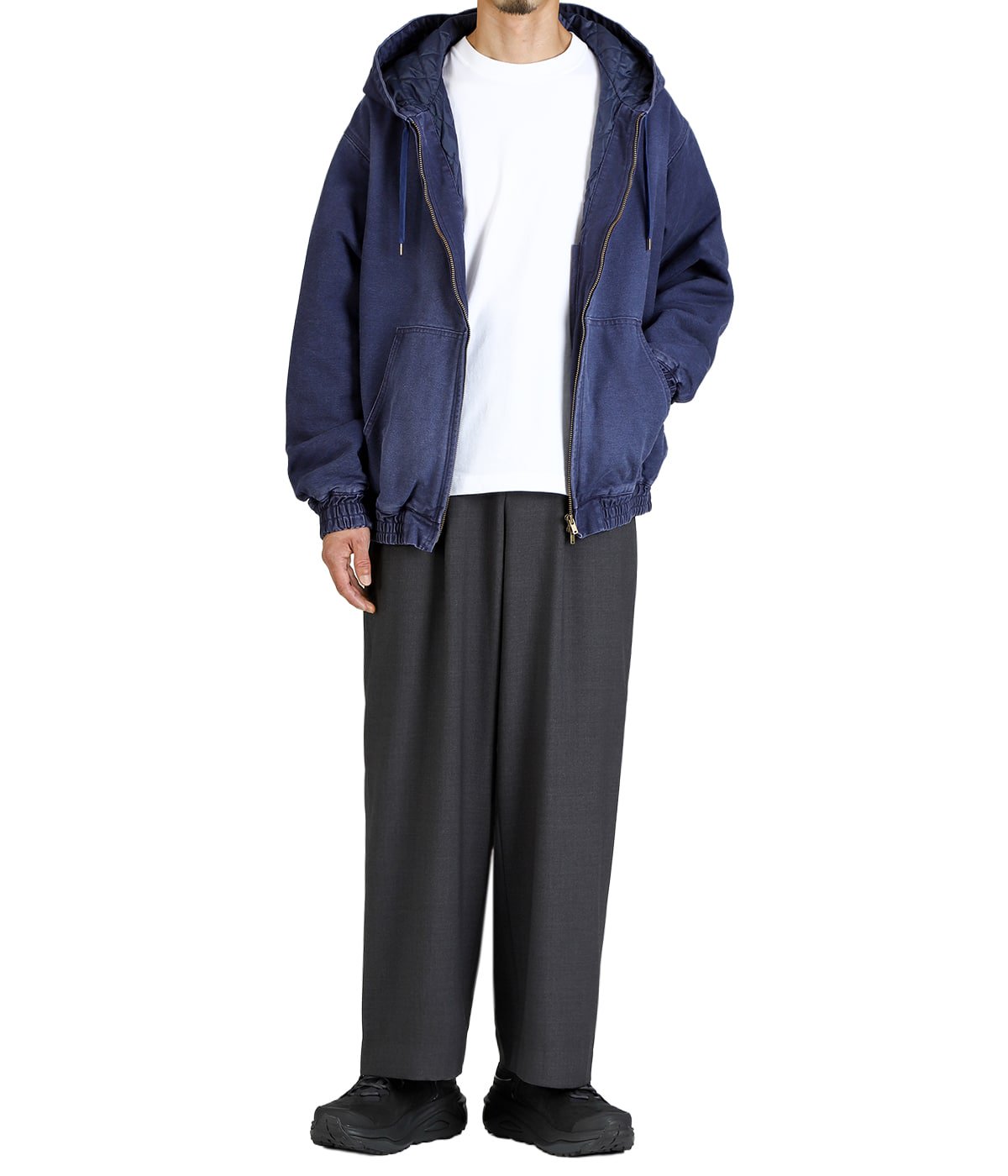 TWO TUCK MILITARY TROUSERS -RECYCLED POLYESTER NONMULESED WOOL