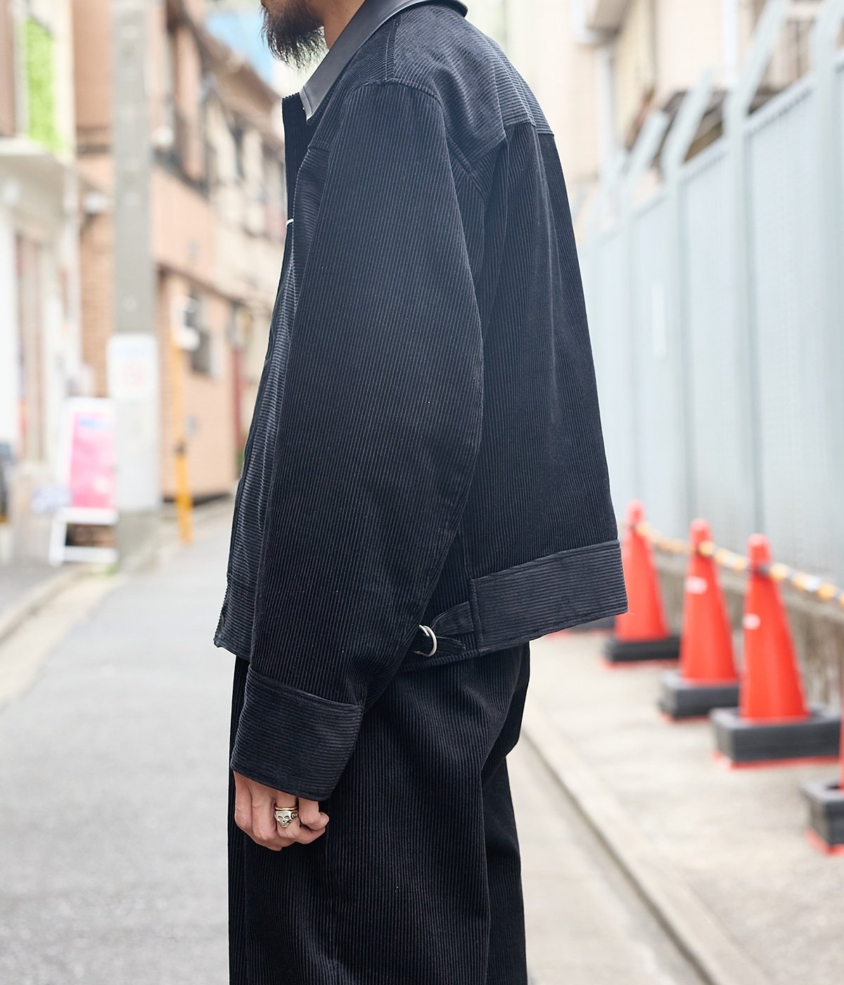 MARKAWEAR cp jacket メルトンジャケット オーガニックウールメルトン / バーシティジャケット, Black