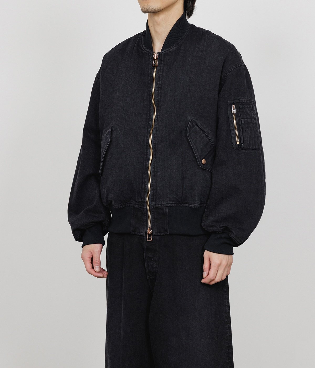予約】PUFFED DENIM BOMBER JACKET -ORGANIC COTTON 12oz DENIM