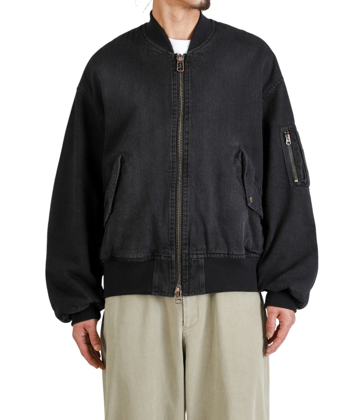 PUFFED DENIM BOMBER JACKET -ORGANIC COTTON 12oz DENIM- | marka