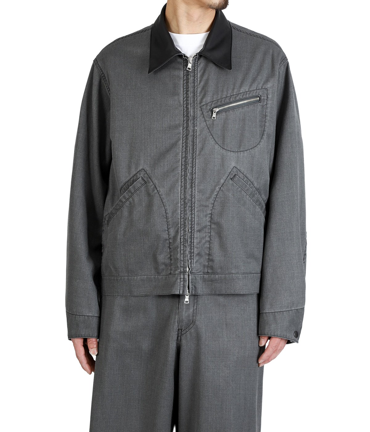 WORK JACKET -WASHABLE 2/72 WOOL GABARDINE PIGMENT PRINT- | marka