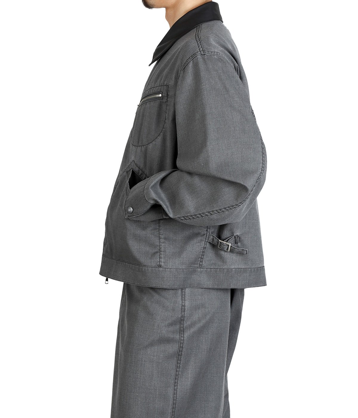 GAZZARRINI archive ムラ染め ウール ボンバージャケット WORK JACKET -WASHABLE 2/72 WOOL GABARDINE PIGMENT PRINT- | marka