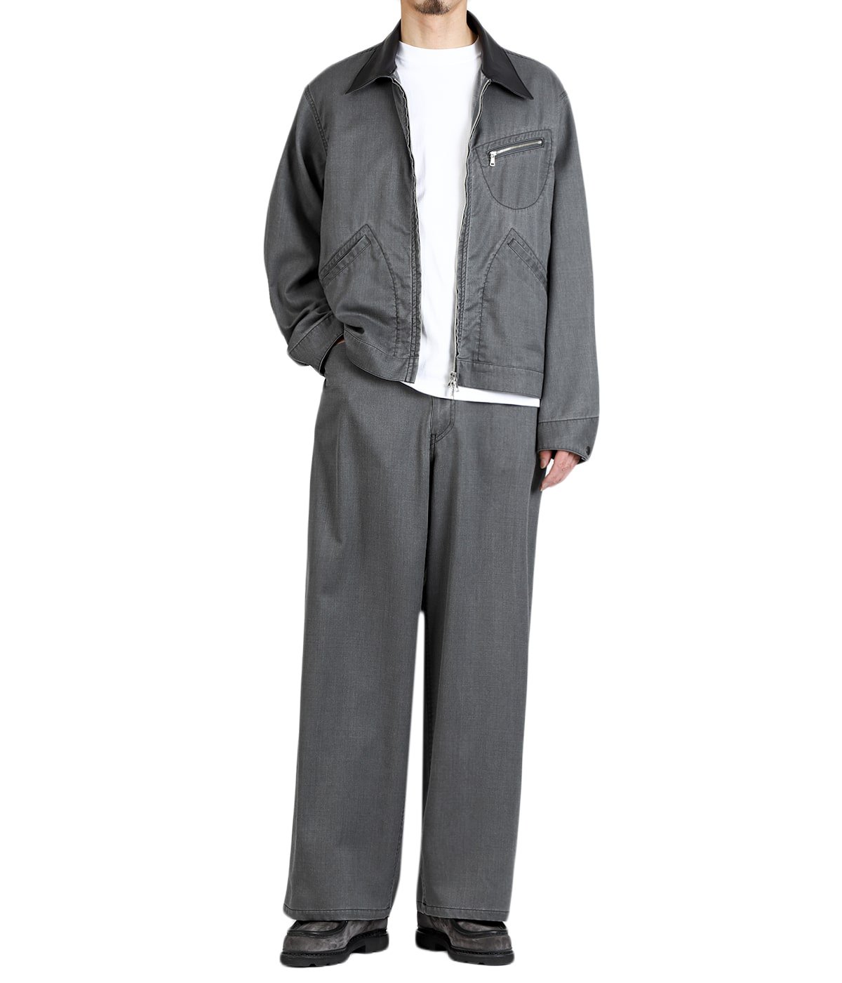 WORK JACKET -WASHABLE 2/72 WOOL GABARDINE PIGMENT PRINT- | marka