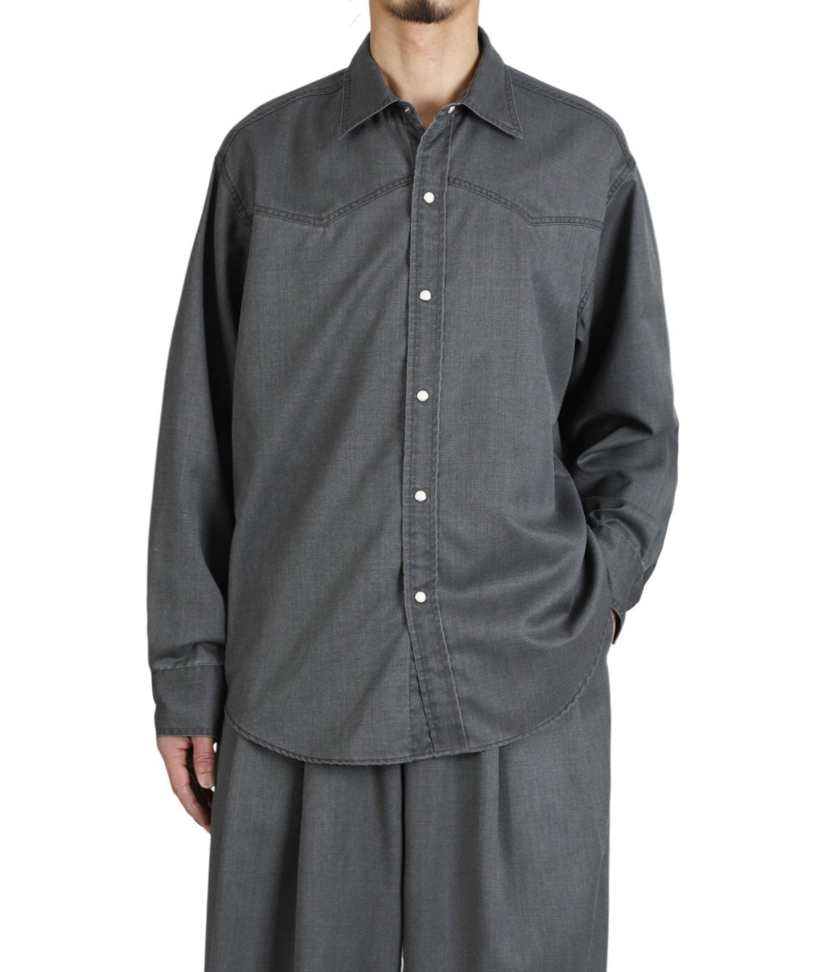 WESTERN SHIRT -WASHABLE 2/72 WOOL GABARDINE PIGMENT PRINT- | marka