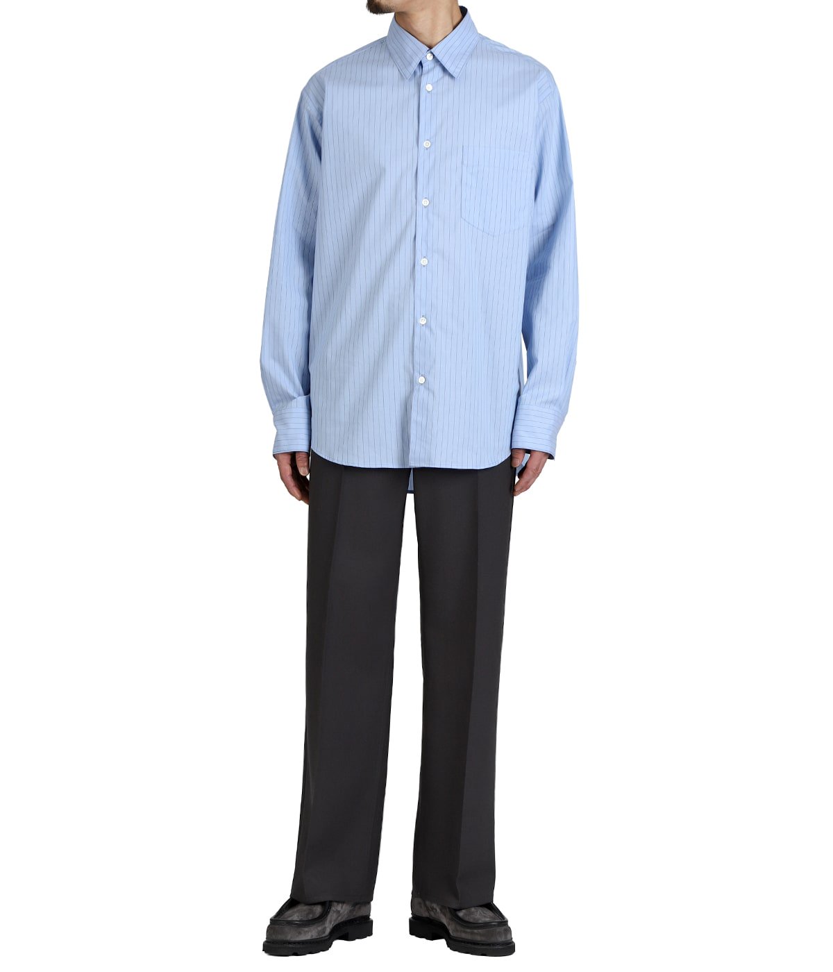 REGULAR COLLAR SHIRT -ORGANIC COTTON STRIPE- | marka(マーカ