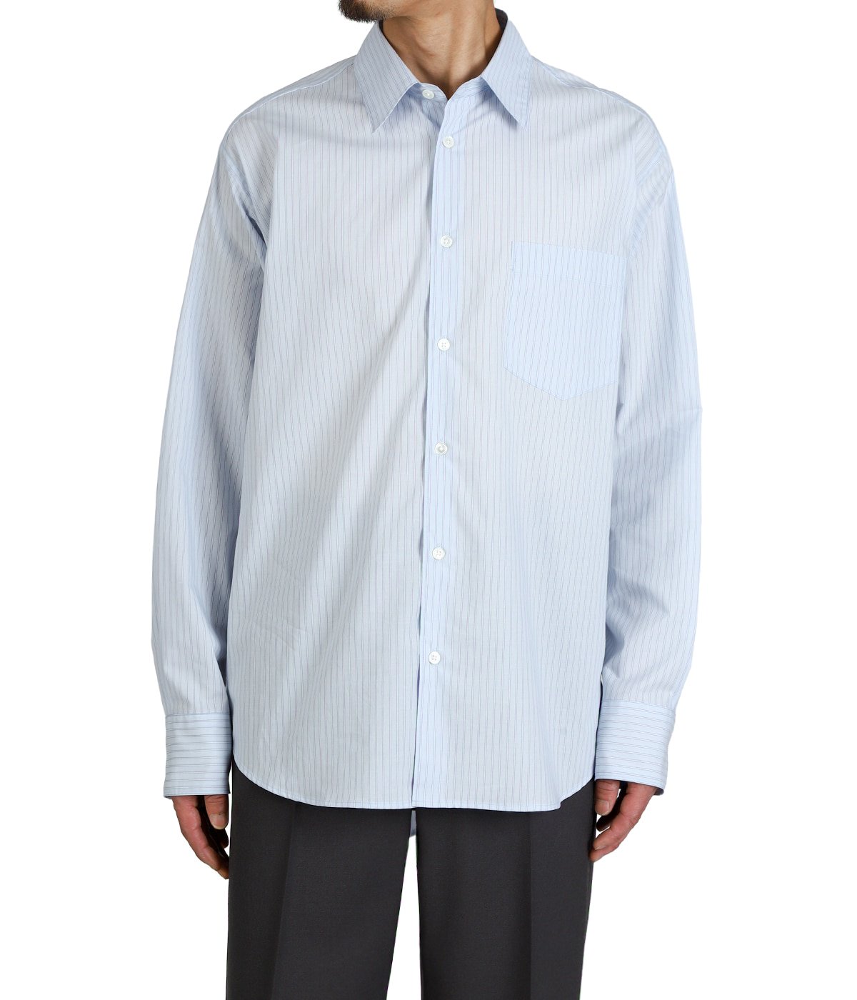 REGULAR COLLAR SHIRT -ORGANIC COTTON STRIPE- | marka(マーカ
