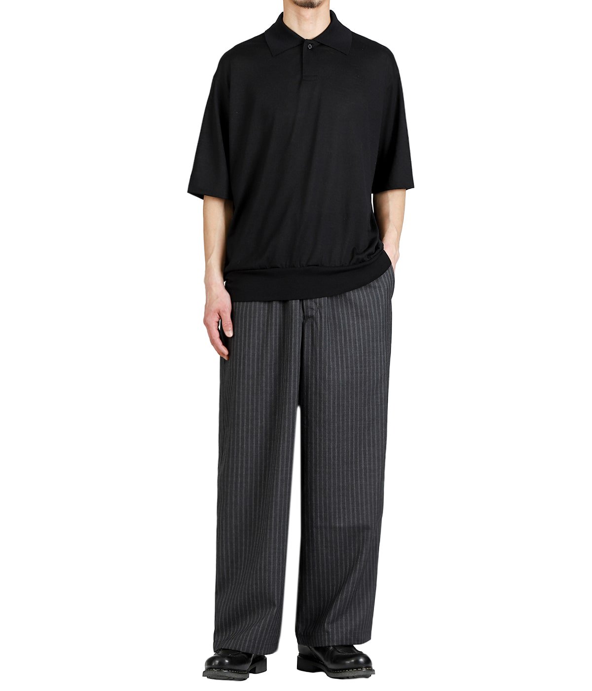 WIDE CYLINDER FIT EASY PANTS -2/72 WOOL TROPICAL WASHER - | marka