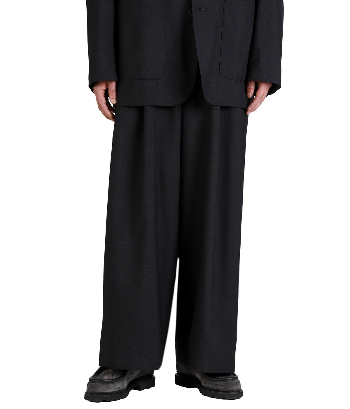 TWO TUCK BAGGY TROUSERS -2/72 WOOL TROPICAL WASHER - | marka