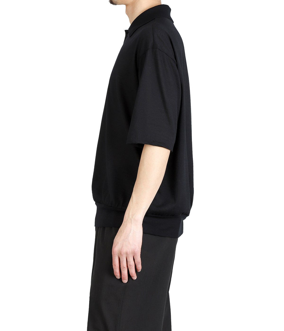 ONE BUTTON POLO TEE S/S -SUPER 120s WASHABLE WOOL SINGLE JERSEY