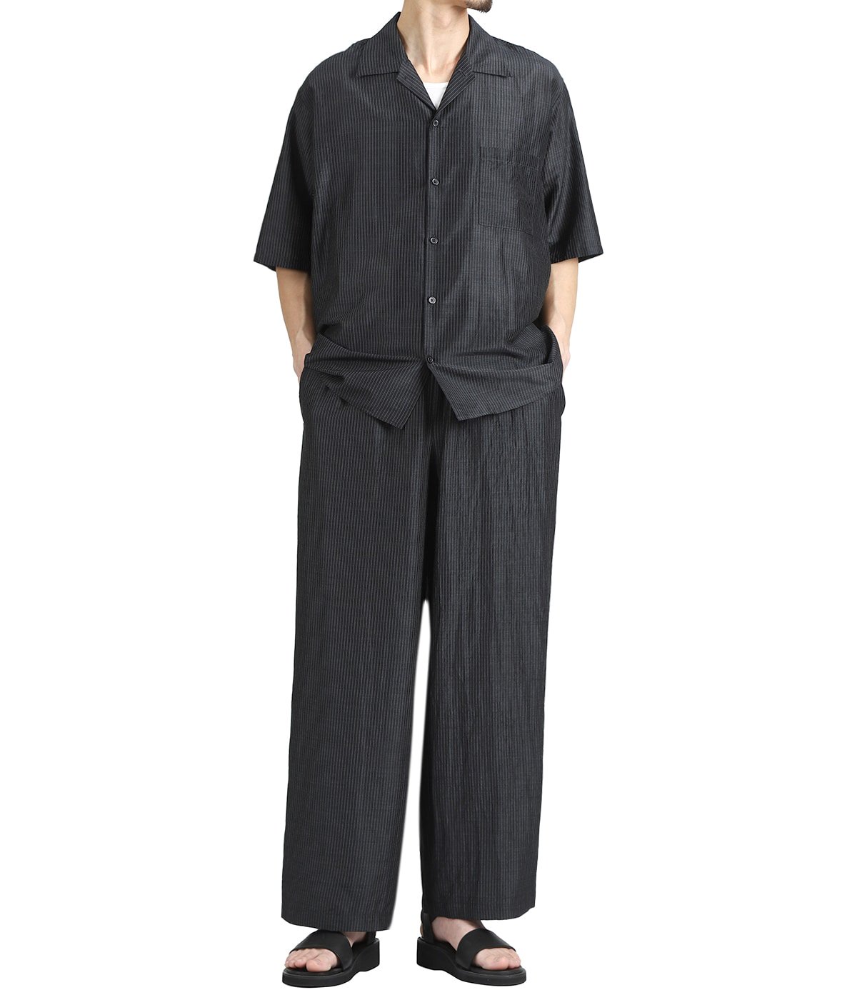 【売り切り価格】N.M Thickened w/耳wide Pants WIDE CYLINDER FIT EASY PANTS -WOOL SILK FEATHER CLOTH- | marka