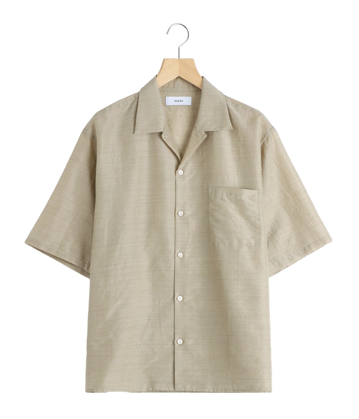 OPEN COLLAR S/S SHIRT -WOOL SILK FEATHER CLOTH- | marka(マーカ 