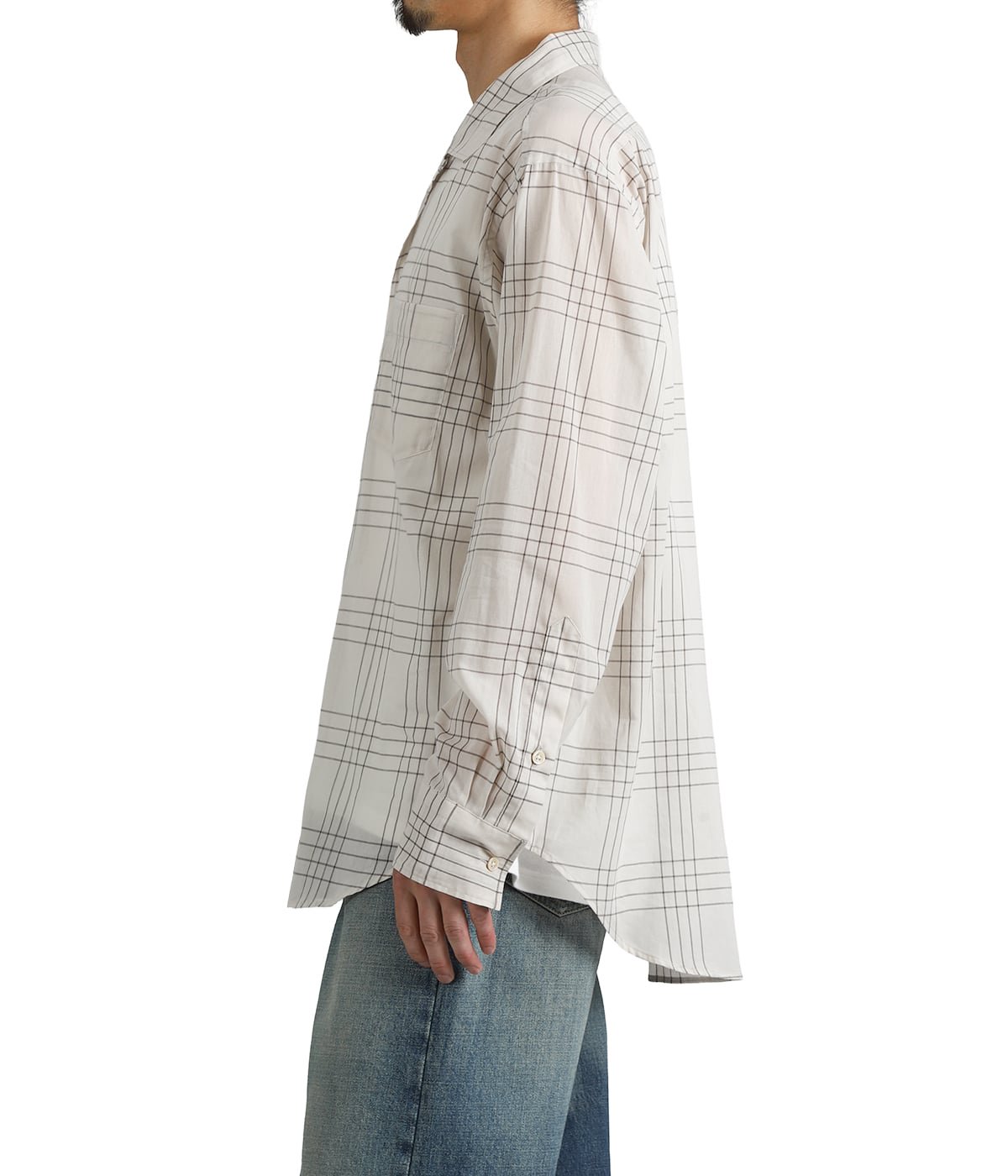OPEN COLLAR L/S SHIRT -60/1 ORGANIC COTTON HIGH TWISTED LOAN