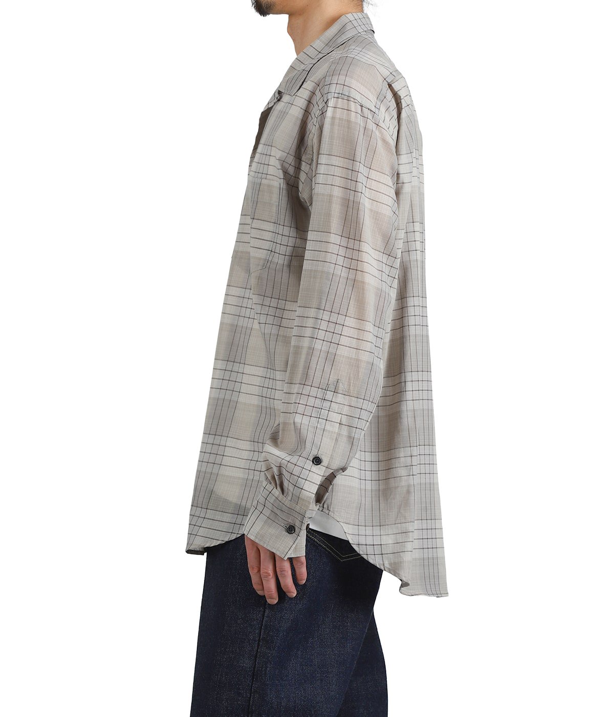 OPEN COLLAR L/S SHIRT -60/1 ORGANIC COTTON HIGH TWISTED LOAN
