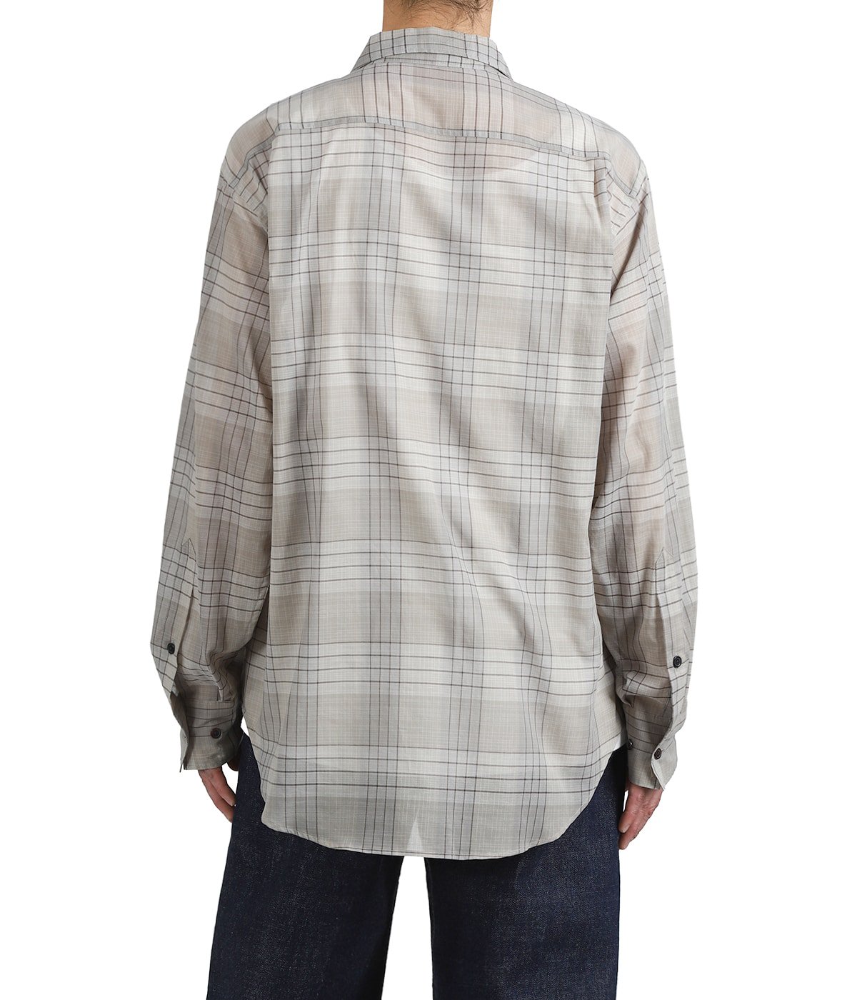 OPEN COLLAR L/S SHIRT -60/1 ORGANIC COTTON HIGH TWISTED LOAN