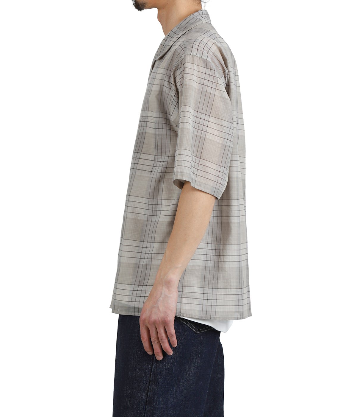 OPEN COLLAR S/S SHIRT -60/1 ORGANIC COTTON HIGH TWISTED LOAN