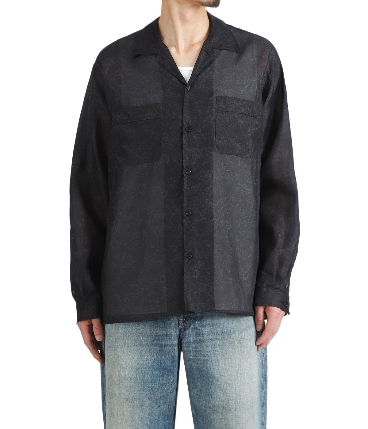 SILK OPEN COLLAR L/S SHIRT -HABUTAE SILK- | marka(マーカ