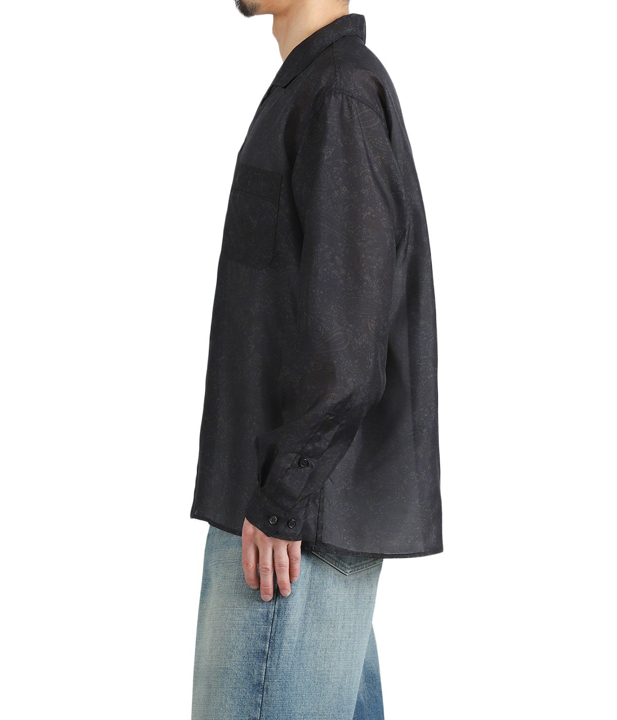 SILK OPEN COLLAR L/S SHIRT -HABUTAE SILK- | marka(マーカ