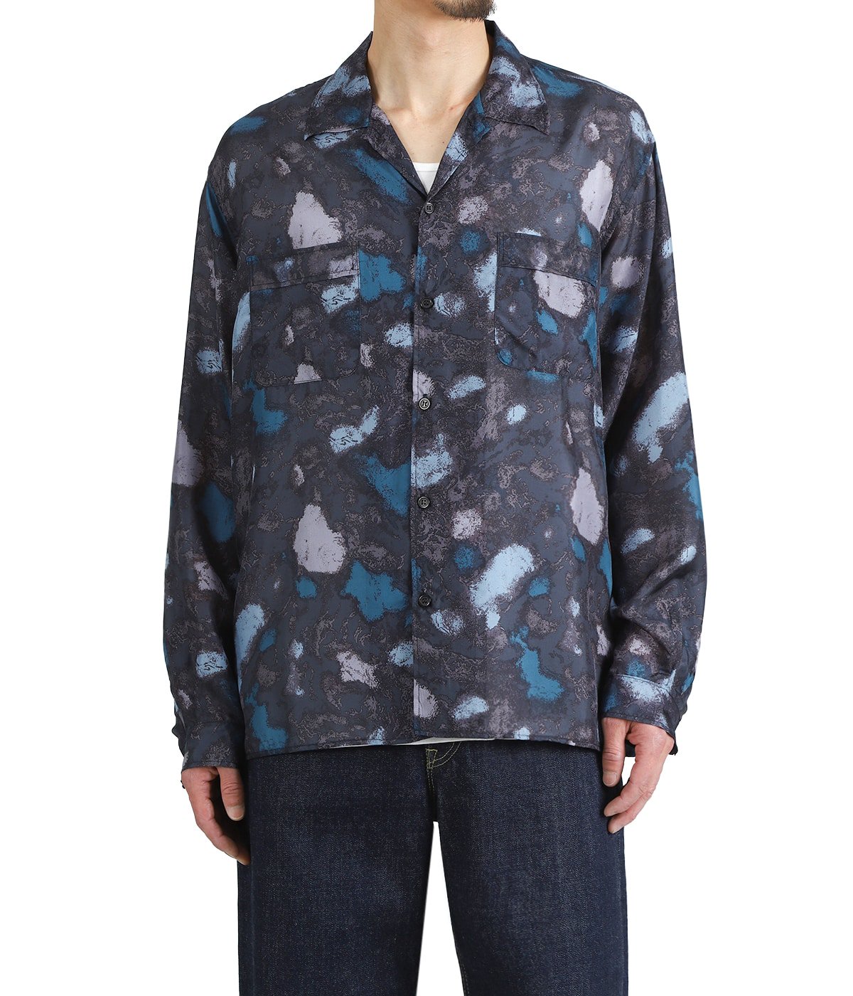 SILK OPEN COLLAR L/S SHIRT -HABUTAE SILK- | marka(マーカ