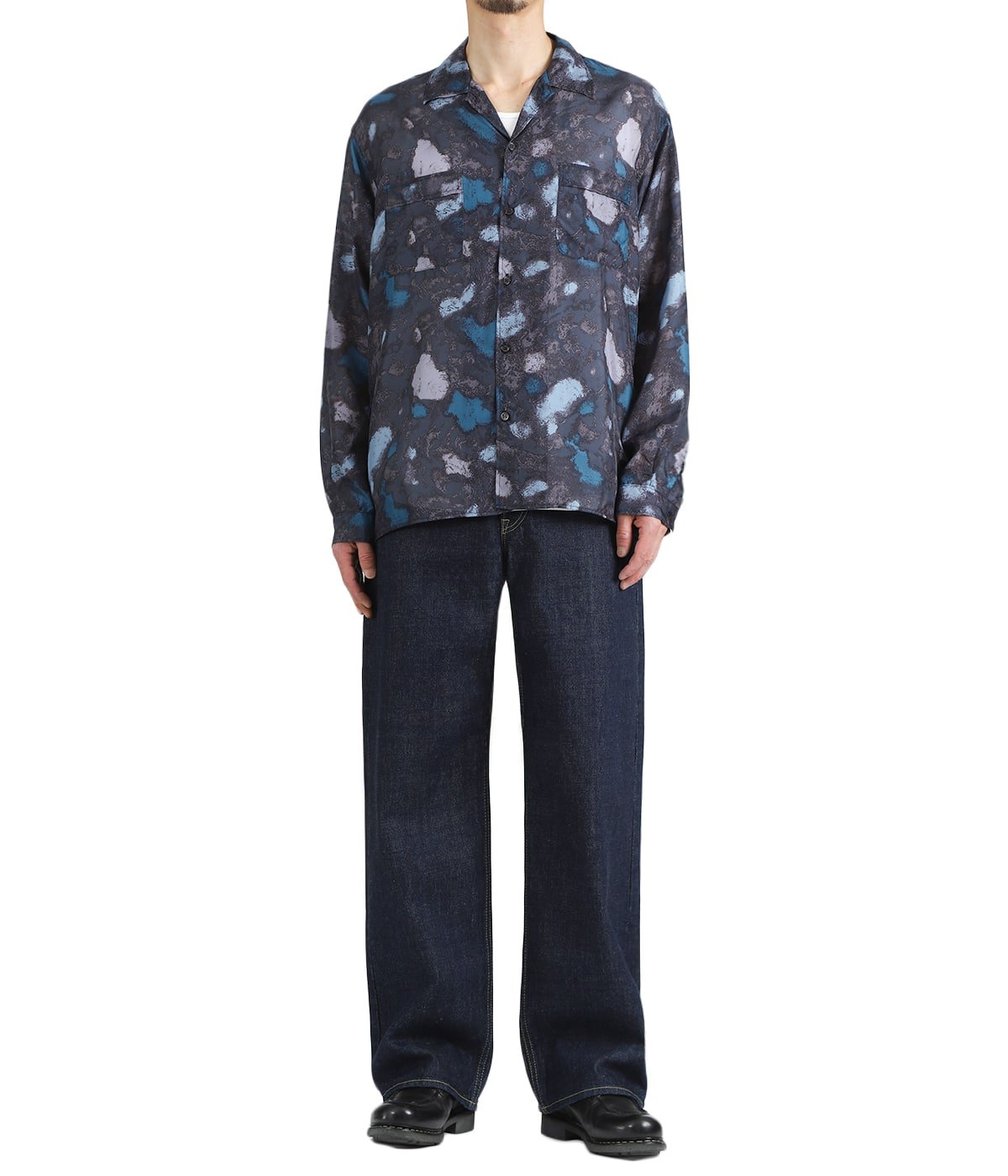 SILK OPEN COLLAR L/S SHIRT -HABUTAE SILK- | marka(マーカ