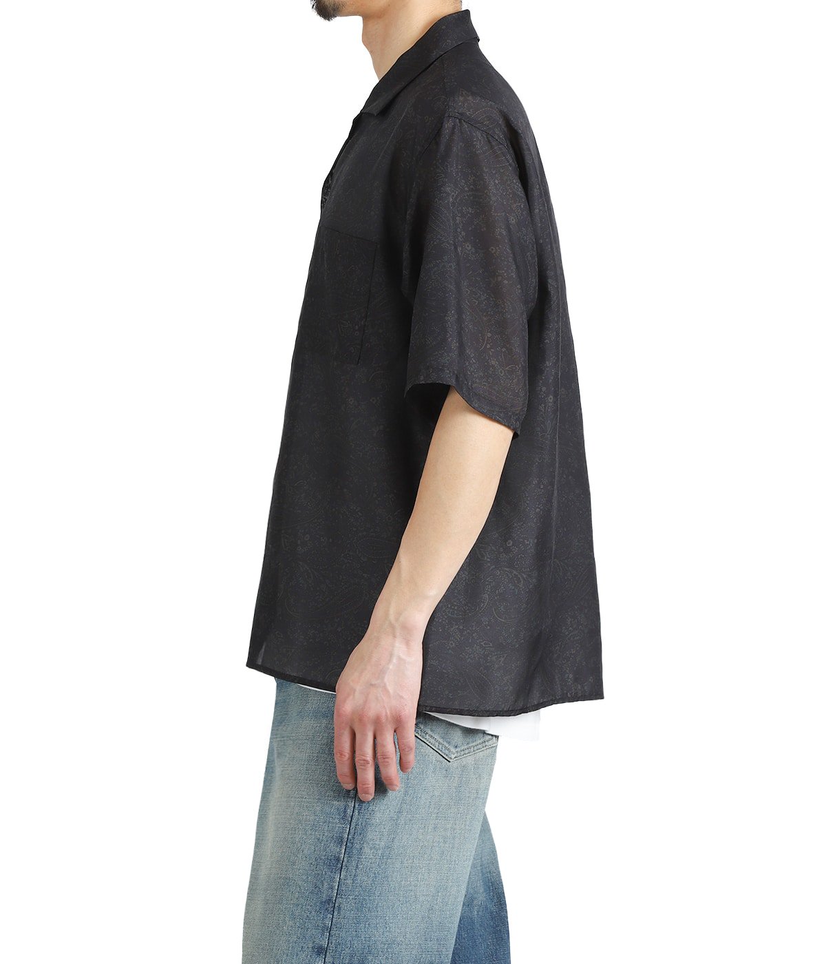 SILK OPEN COLLAR S/S SHIRT -HABUTAE SILK- | marka(マーカ