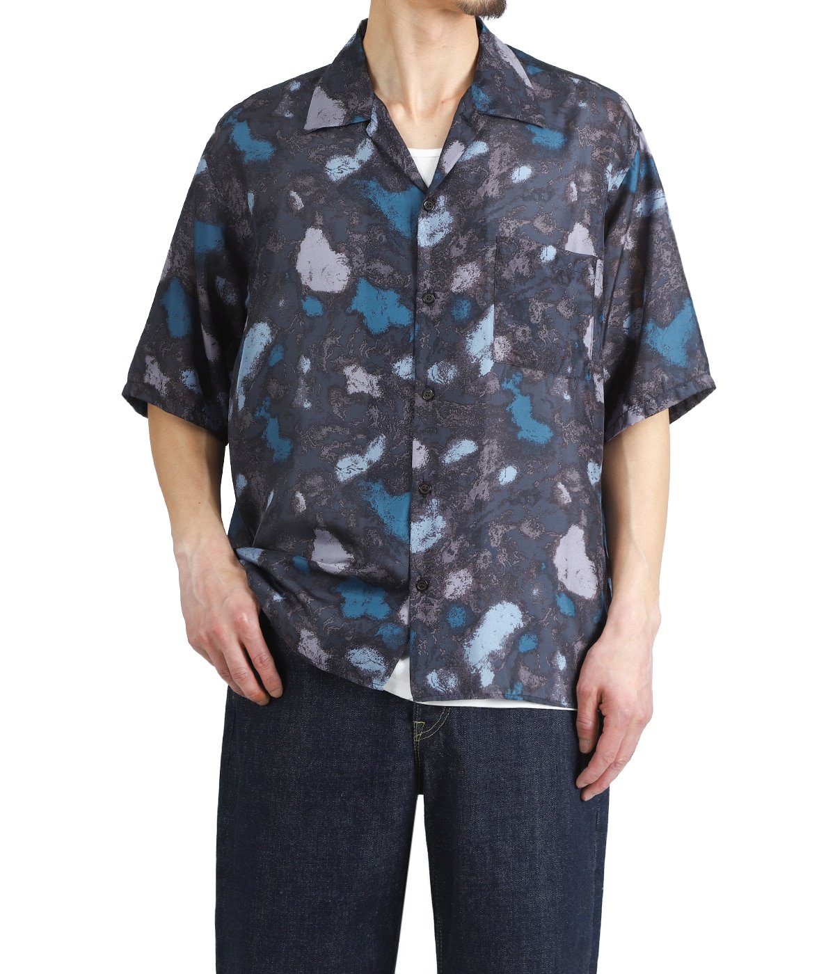 SILK OPEN COLLAR S/S SHIRT -HABUTAE SILK- | marka(マーカ
