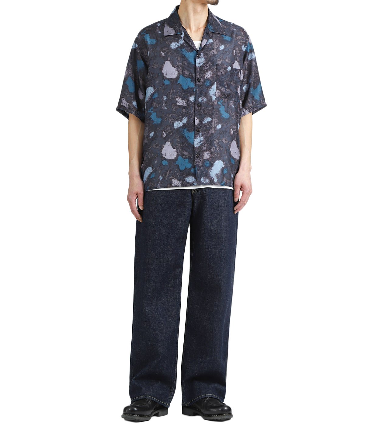 SILK OPEN COLLAR S/S SHIRT -HABUTAE SILK- | marka(マーカ