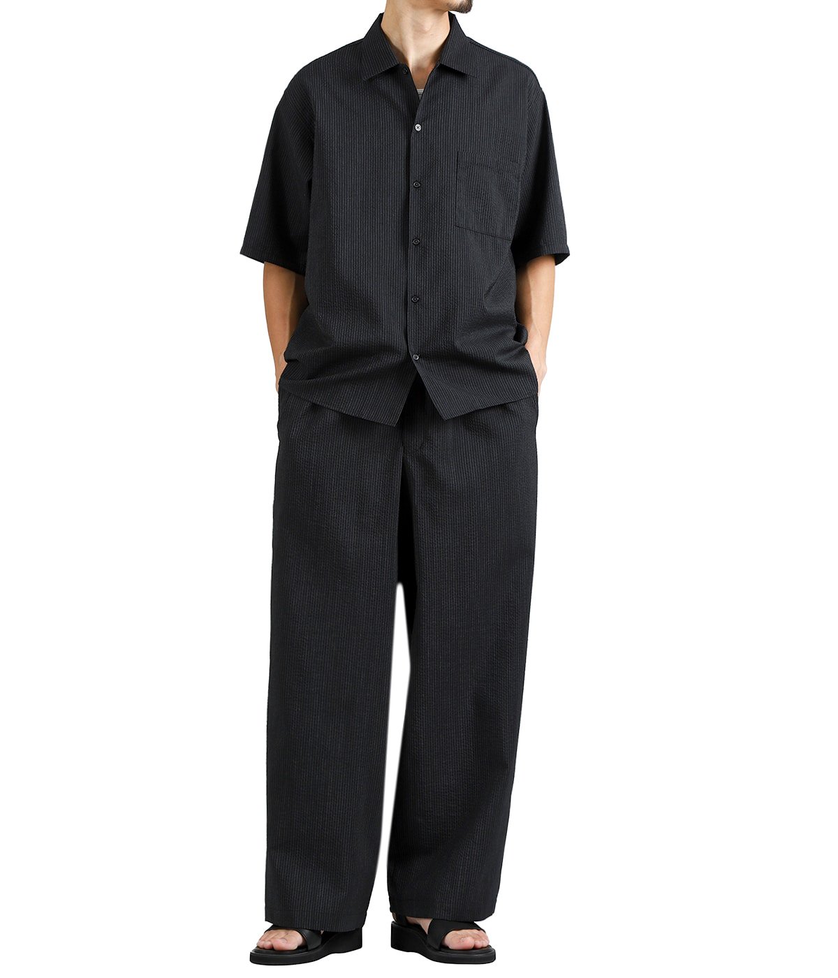 WIDE CYLINDER FIT EASY PANT -WOOL SEERSUCKER- | marka(マーカ