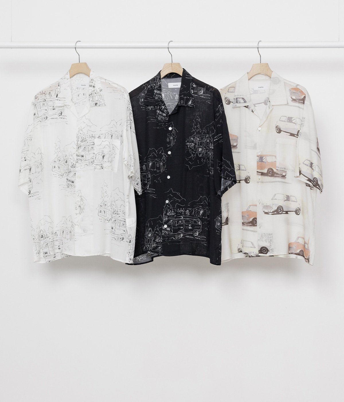 予約】OPEN COLLAR S/S SHIRT -CUPRO SILK LAWN- | marka(マーカ