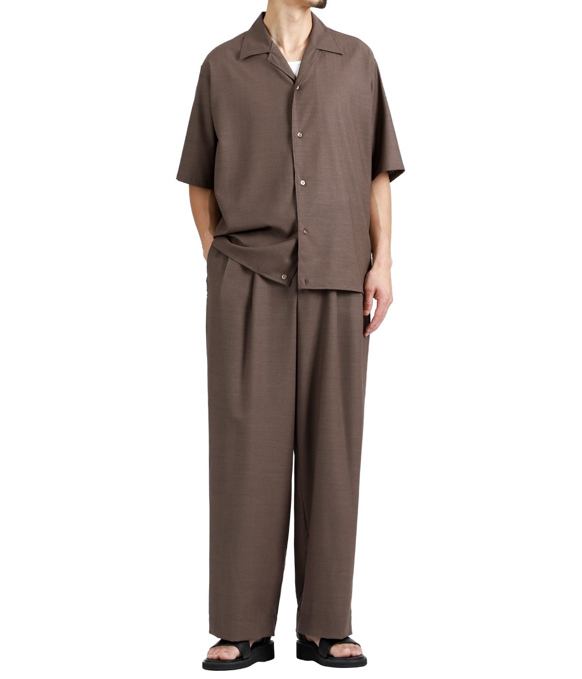 TWO TUCK MILITARY TROUSERS -WOOL HIGH TWIST TROPICAL- | marka