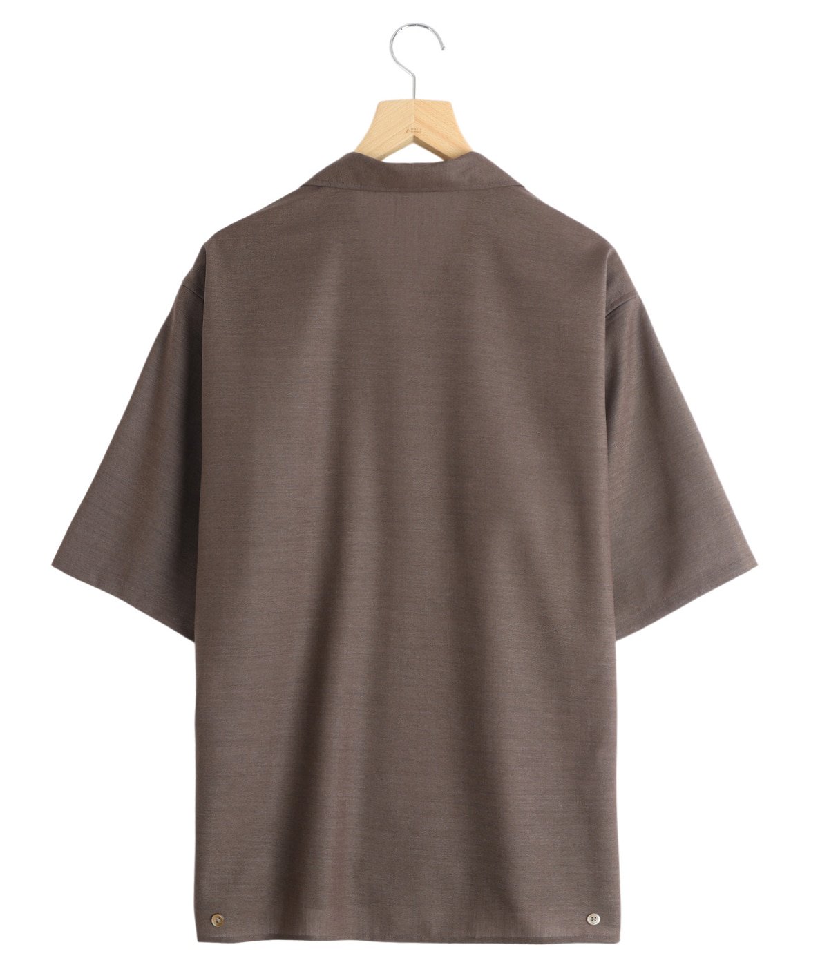 OPEN COLLAR S/S SHIRT WITH HEM TAB -WOOL HIGH TWIST TROPICAL