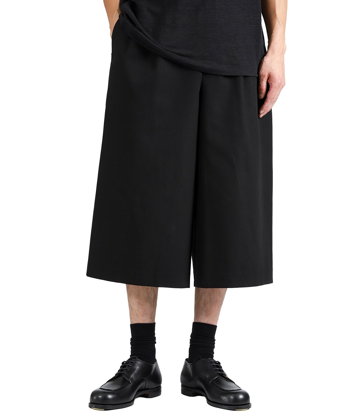 Mars マーズ ガーター付きショートパンツ 黒 サイズ26 Y2K TWO TUCK CROPPED TROUSERS -ORGANIC COTTON GABARDINE- | marka