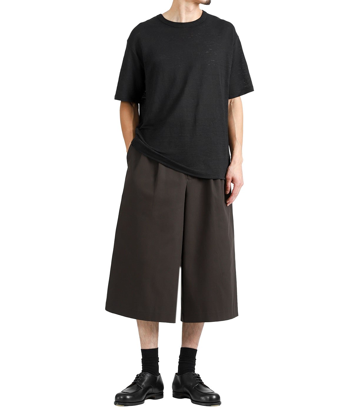 TWO TUCK CROPPED TROUSERS -ORGANIC COTTON GABARDINE- | marka