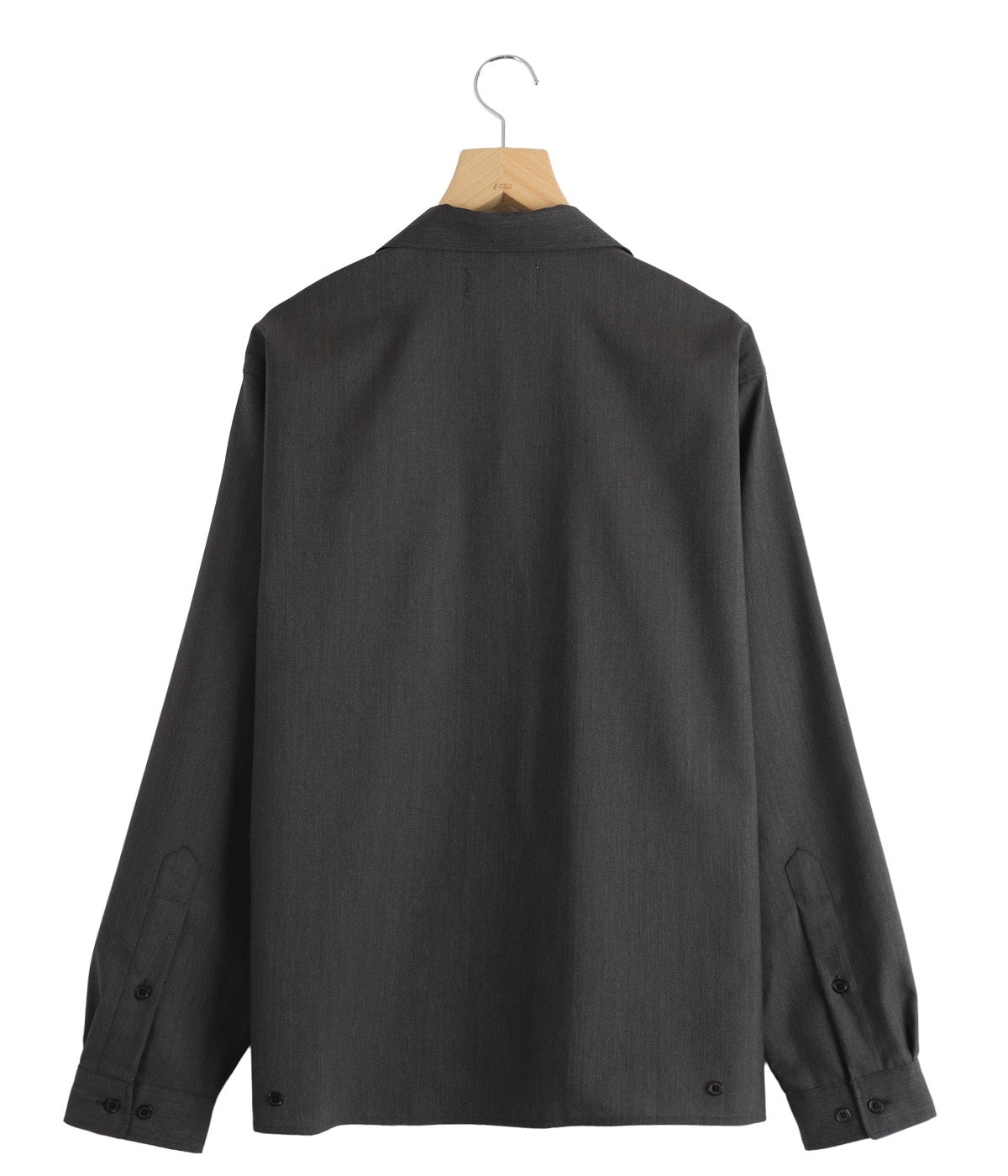 OPEN COLLAR L/S SHIRT WITH HEM TAB -2/60 WOOL TROPICAL MELANGE