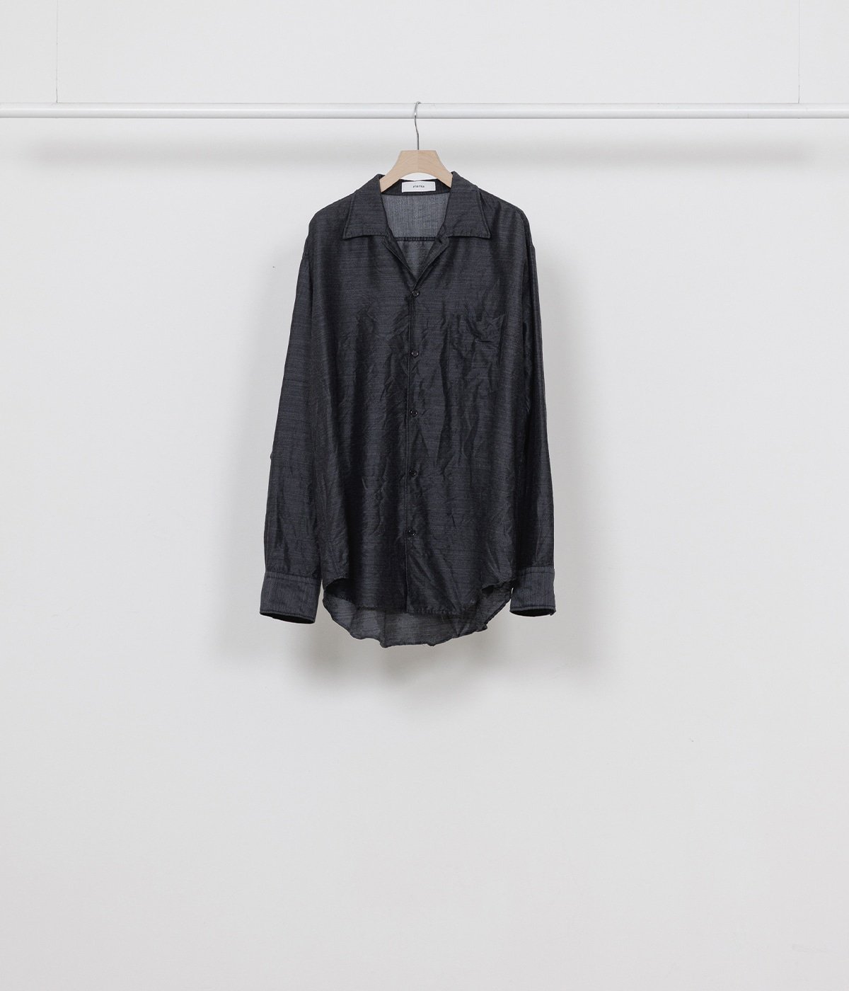 予約】OPEN COLLAR L/S SHIRT -SILK/WOOL FEATHER TWILL- | marka