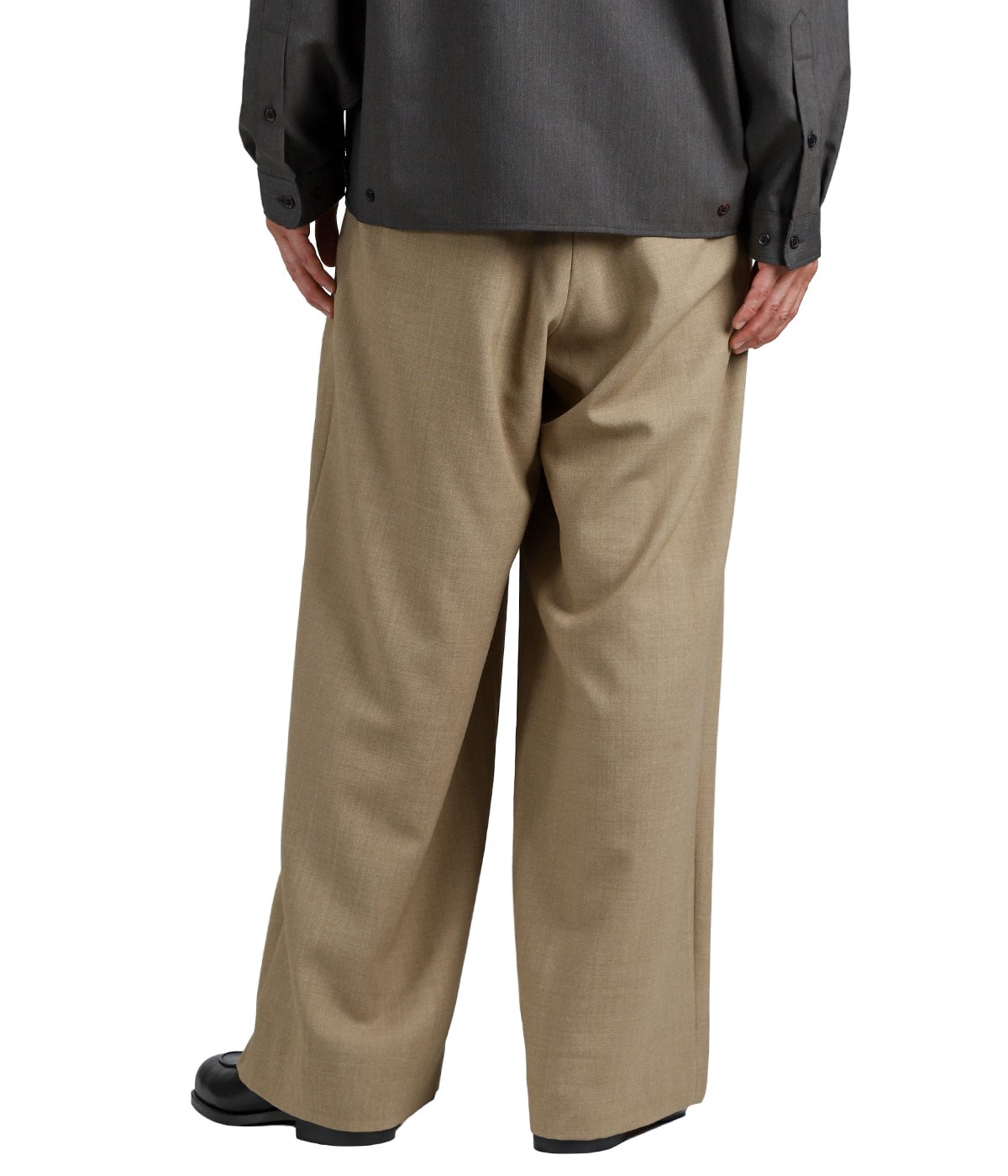 DOUBLE PLEATED BAGGY TROUSERS -RECYCLED POLYESTER WOOL GABARDINE