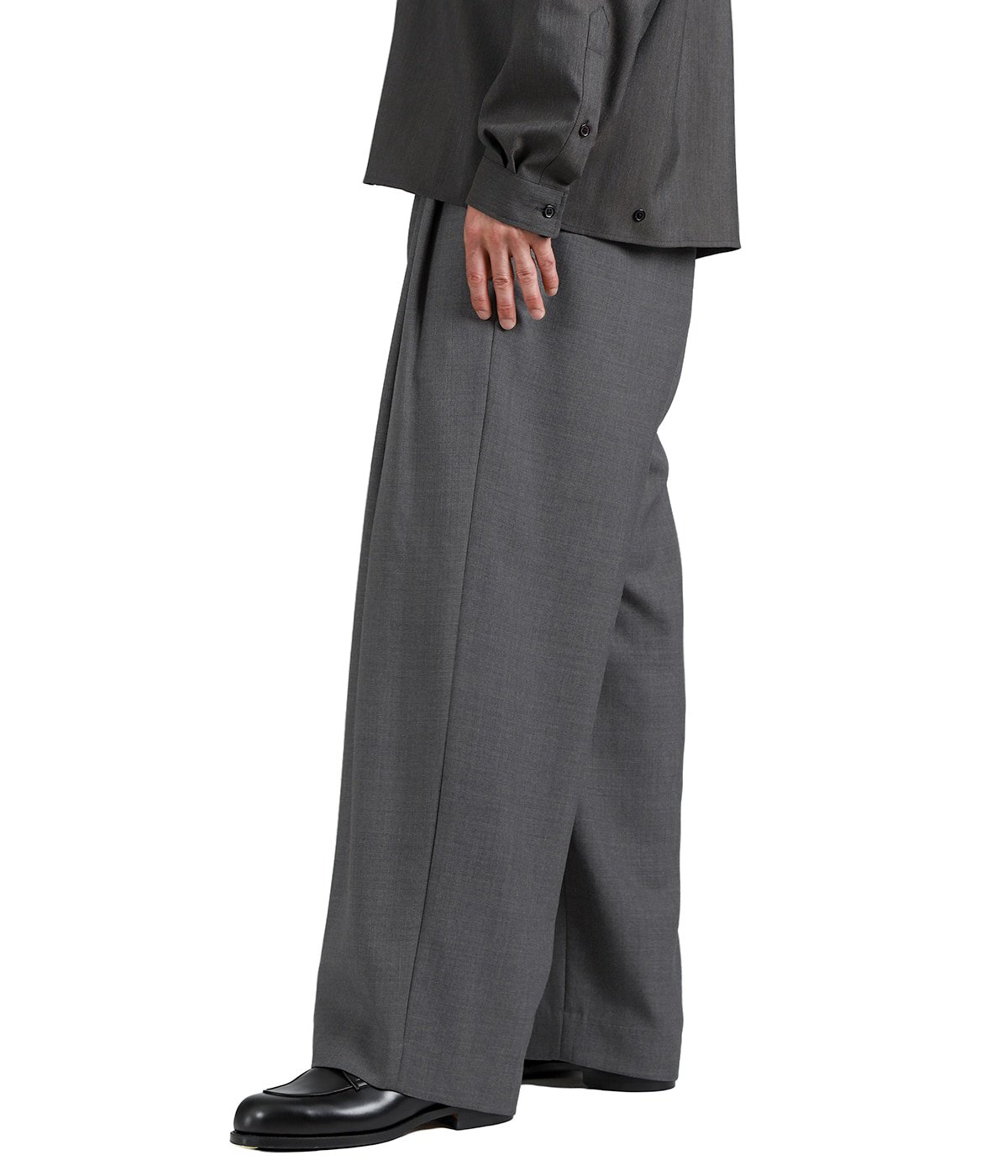 DOUBLE PLEATED BAGGY TROUSERS -RECYCLED POLYESTER WOOL GABARDINE