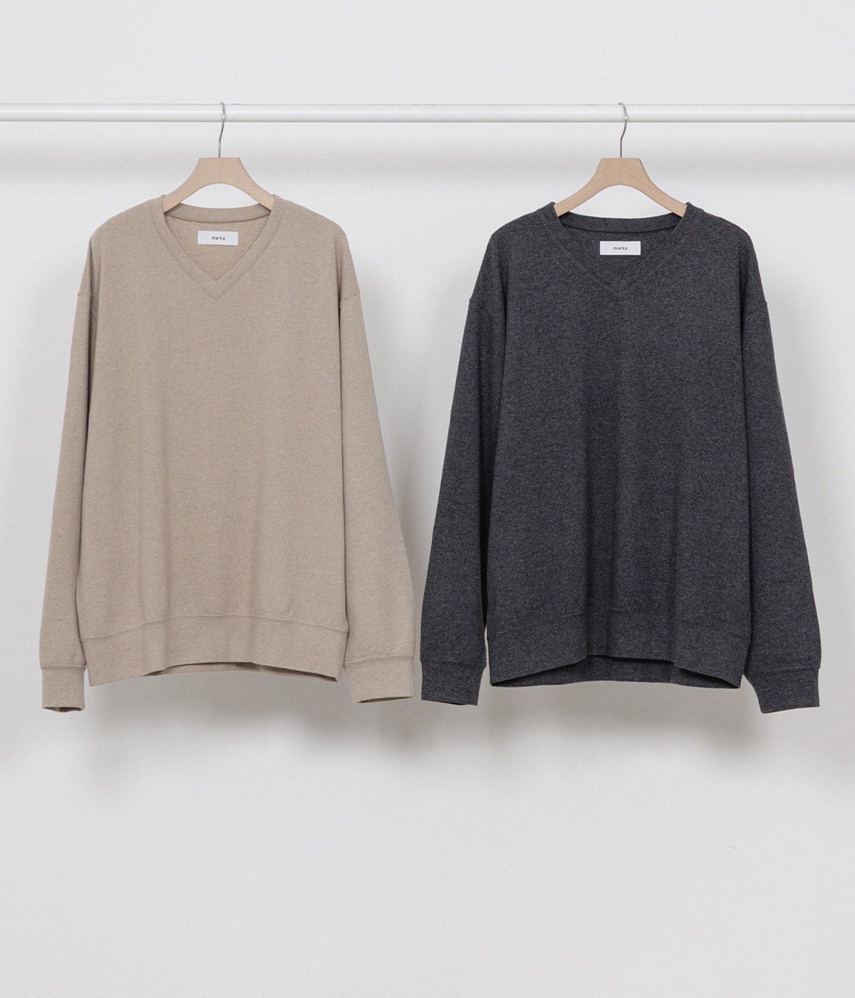 予約】V-NECK L/S TEE -SUPER 180s MILLED WOOL JERSEY- | marka