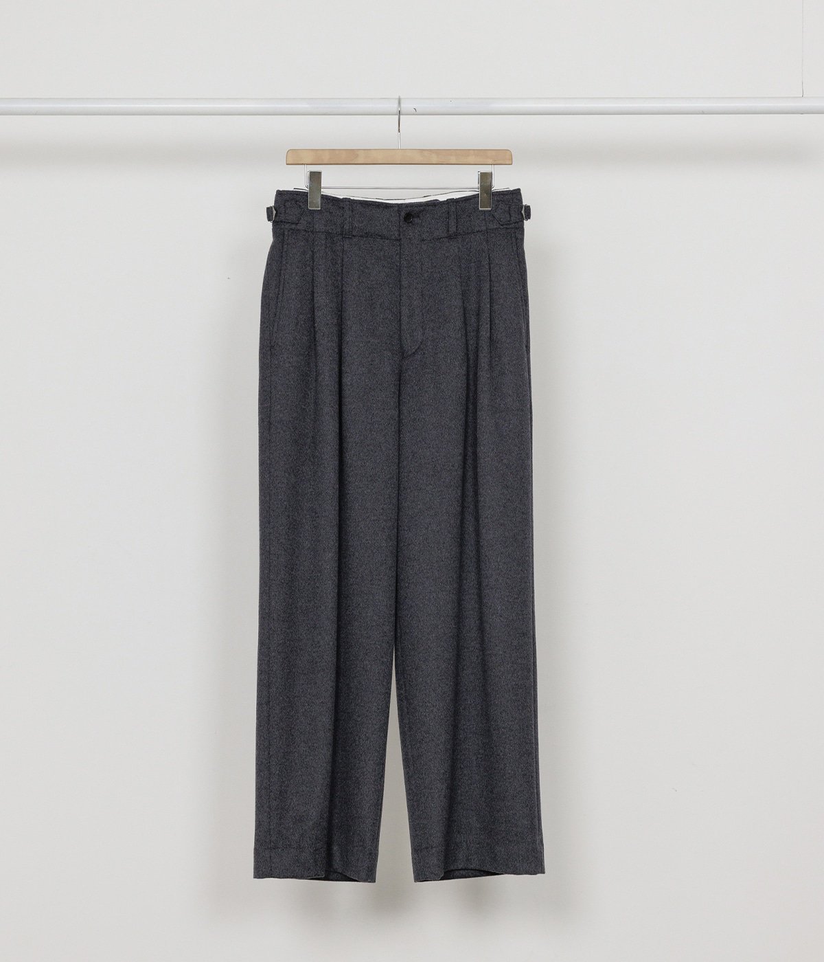 予約】DOUBLE PLEATED MILITARY TROUSERS -WOOL SILK CASHMERE BEAVER